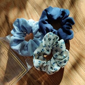 Set of Three Scrunchies - Blue and Floral